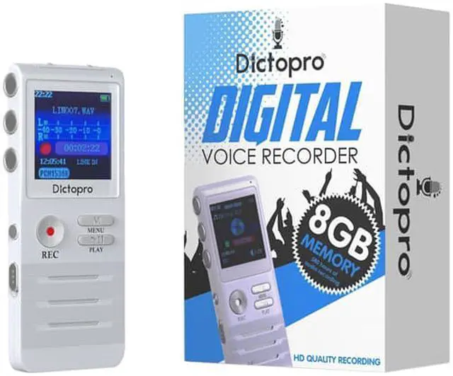 Alt view image 5 of 5 - Digital Voice Activated Recorder by Dictopro - Easy HD Recording of Lectures and Meetings with Double Microphone, Noise Reduction Audio, Sound, Portable Mini Tape Dictaphone, MP3, USB, 8GB