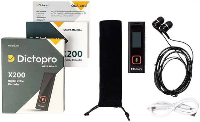 Alt view image 5 of 7 - DICTOPRO X200 - Digital Voice Recorder with Sensitive Microphones, Voice Activated Continuous Recording, Password, Mini Dictaphone Device with 582 Hours Records of Interviews, Classroom Lectures