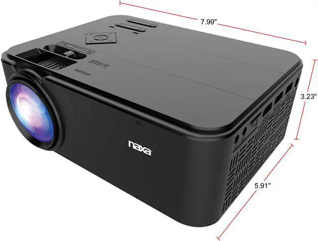 Alt view image 3 of 3 - Naxa NVP-1000 150" Home Theater LCD Projector - 15:9 - Black - 800 x 480 - Front - 20000 Hour Bulb Life