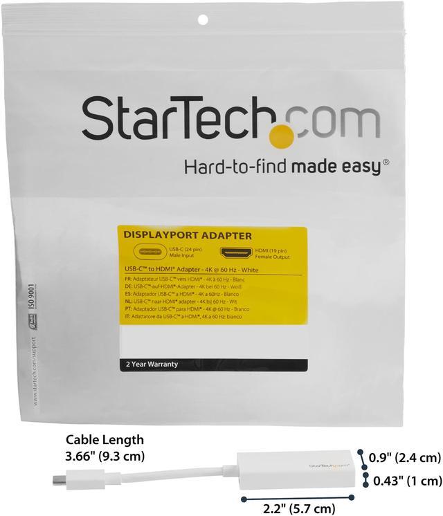 Alt view image 5 of 5 - StarTech.com CDP2HD4K60W USB C to HDMI Adapter - White - 4K 60Hz - Thunderbolt 3 Compatible - USB Type C to HDMI Dongle Converter (CDP2HD4K60W)