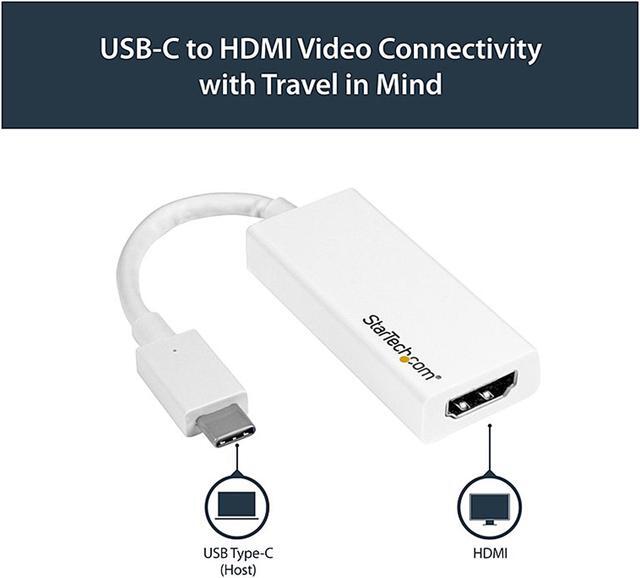 Alt view image 4 of 5 - StarTech.com CDP2HD4K60W USB C to HDMI Adapter - White - 4K 60Hz - Thunderbolt 3 Compatible - USB Type C to HDMI Dongle Converter (CDP2HD4K60W)