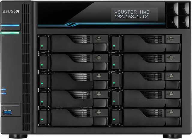 Alt view image 2 of 7 - Asustor 10 Bay NAS Lockerstor 10 | AS6510T | Quad-Core CPU, Dual 10GbE+ 2.5GbE Ports, 8GB RAM DDR4, Two M.2 Slots (Diskless)