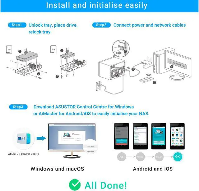 Alt view image 6 of 7 - Asustor 10 Bay NAS Lockerstor 10 | AS6510T | Quad-Core CPU, Dual 10GbE+ 2.5GbE Ports, 8GB RAM DDR4, Two M.2 Slots (Diskless)
