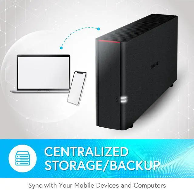 Alt view image 5 of 10 - BUFFALO LinkStation 210 1-Bay Personal Cloud Network Storage 6TB (1x6TB) with Hard Drives Included