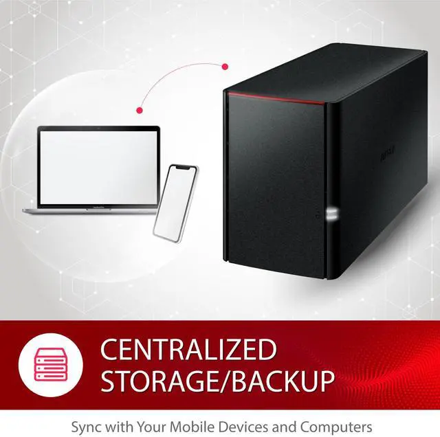 Alt view image 4 of 9 - BUFFALO LinkStation SoHo 220 2-Bay Personal Cloud Office NAS 12TB (2x6TB) with Hard Drives Included