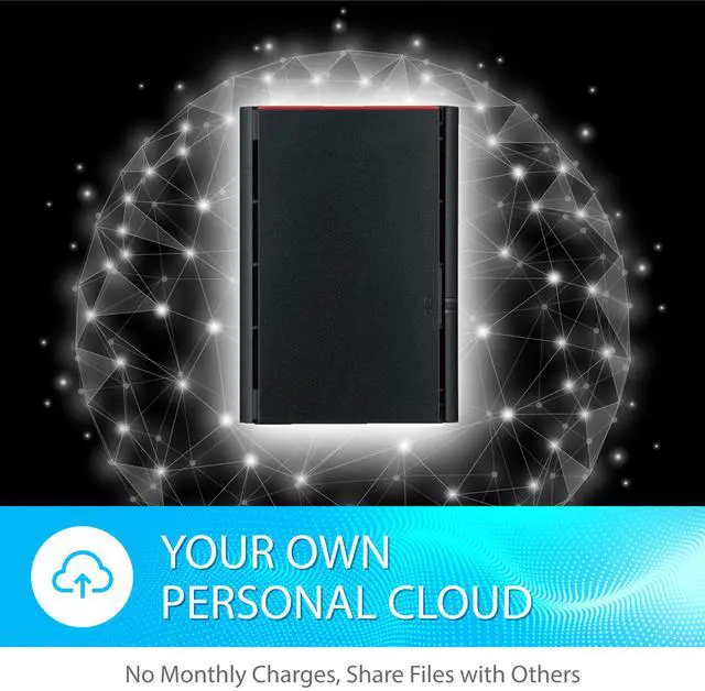 Alt view image 3 of 11 - BUFFALO LinkStation 220 2-Bay Personal Cloud Network Storage 12TB (2x6TB) with Hard Drives Included