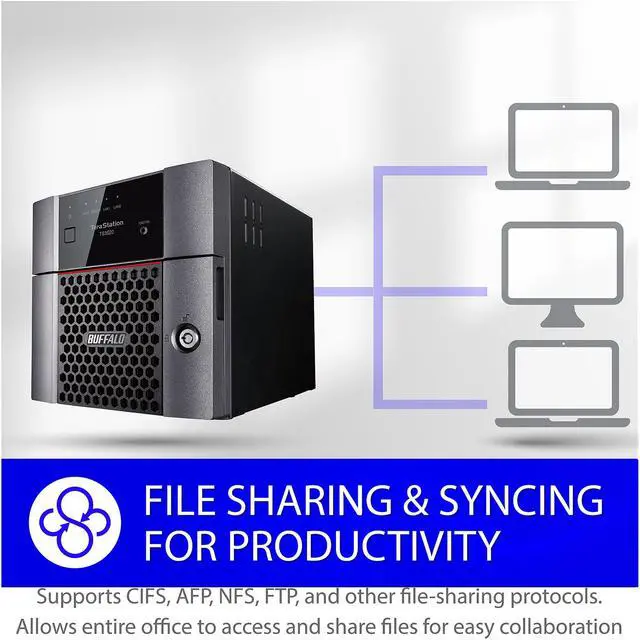 Alt view image 5 of 8 - BUFFALO TeraStation TS3220DN0402 2-Bay NAS 4TB (2x2TB) with NAS-Grade Hard Drives Included Desktop Network Attached Storage