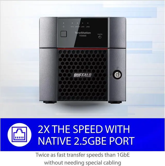 Alt view image 6 of 8 - BUFFALO TeraStation TS3220DN0402 2-Bay NAS 4TB (2x2TB) with NAS-Grade Hard Drives Included Desktop Network Attached Storage