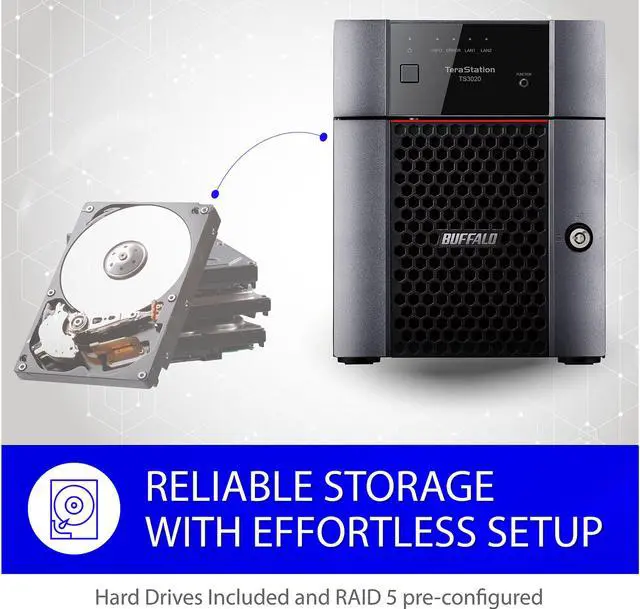 Alt view image 4 of 8 - BUFFALO TeraStation TS3420DN1602 2-Bay NAS 16TB (2x8TB) with NAS-Grade Hard Drives Included Desktop Network Attached Storage