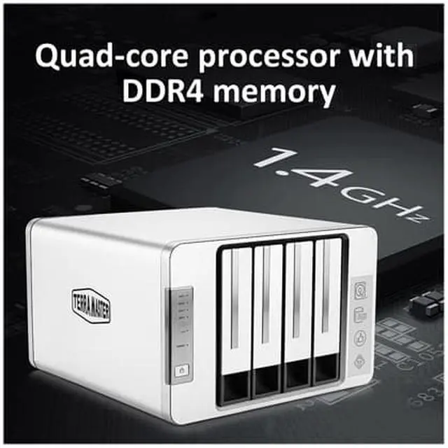 Alt view image 6 of 6 - TerraMaster F4-210 4-Bay NAS 1GB RAM Quad Core Network Attached Storage Media Server Personal Private Cloud (Diskless)