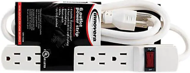 Alt view image 5 of 6 - Innovera Six-Outlet Power Strip, 6-Foot Cord, 1-15/16 x 10-3/16 x 1-3/16, Ivory