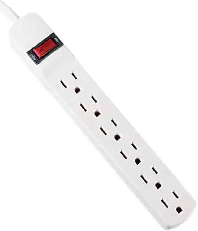 Main image of Six-Outlet Power Strip, 15-Foot Cord, 1-15/16 X 10-3/16 X 1-3/16, Ivory