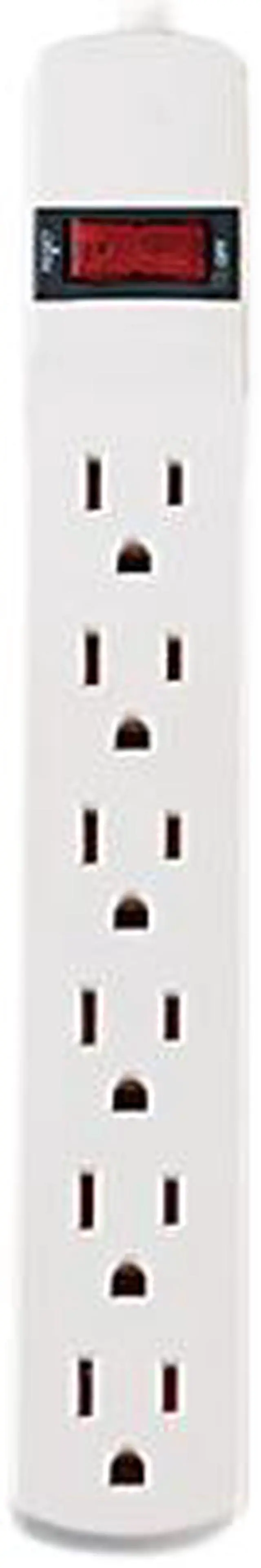 Alt view image 2 of 6 - Six-Outlet Power Strip, 15-Foot Cord, 1-15/16 X 10-3/16 X 1-3/16, Ivory