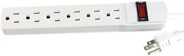 Alt view image 4 of 6 - Six-Outlet Power Strip, 15-Foot Cord, 1-15/16 X 10-3/16 X 1-3/16, Ivory