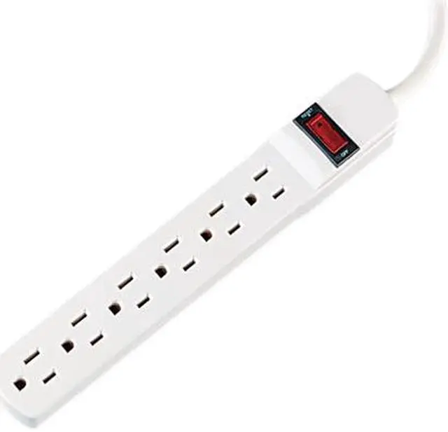 Alt view image 3 of 6 - Six-Outlet Power Strip, 15-Foot Cord, 1-15/16 X 10-3/16 X 1-3/16, Ivory