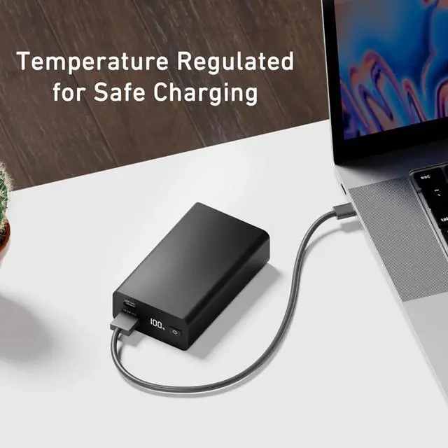 Alt view image 6 of 8 - CODi 65W Laptop & Device Power Bank - 20,000mAh Portable Battery Pack with USB-C PD, USB-A Output, LCD Display, Fast Charging for Laptops & Mobile Devices