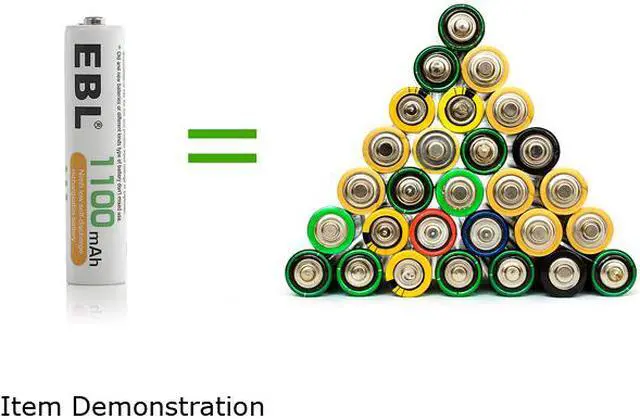 Alt view image 3 of 6 - EBL AA AAA Rechargeable Batteries (4-Pack, 1100mAh + 4-Pack, 2800mAh) with 8 Bay Battery Charger for AA AAA Ni-CD Ni-MH Replacement Battery