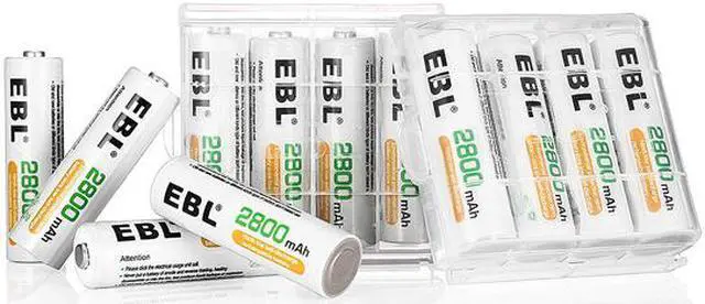 Alt view image 6 of 6 - EBL AA AAA Rechargeable Batteries (4-Pack, 1100mAh + 4-Pack, 2800mAh) with 8 Bay Battery Charger for AA AAA Ni-CD Ni-MH Replacement Battery
