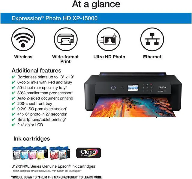 Alt view image 3 of 8 - Epson Expression Photo HD XP-15000 Wireless Color Wide-format Printer