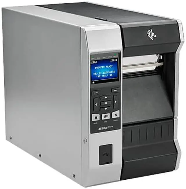 Alt view image 3 of 3 - Zebra ZT610 4" Thermal Transfer Label Printer with Color Screen, 203dpi, Serial, USB, Gigabit Ethernet, Bluetooth 4.0, USB Host, Rewind, ZPL - ZT61042-T210100Z