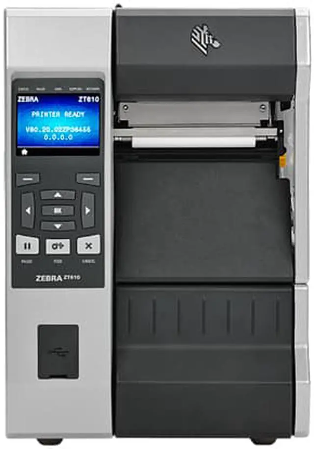 Alt view image 2 of 3 - Zebra ZT610 4" Thermal Transfer Label Printer with Color Screen, 203dpi, Serial, USB, Gigabit Ethernet, Bluetooth 4.0, USB Host, Rewind, ZPL - ZT61042-T210100Z