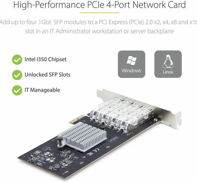 Alt view image 3 of 4 - StarTech 4-Port Gigabit Ethernet Card P041GINETWORKCARD