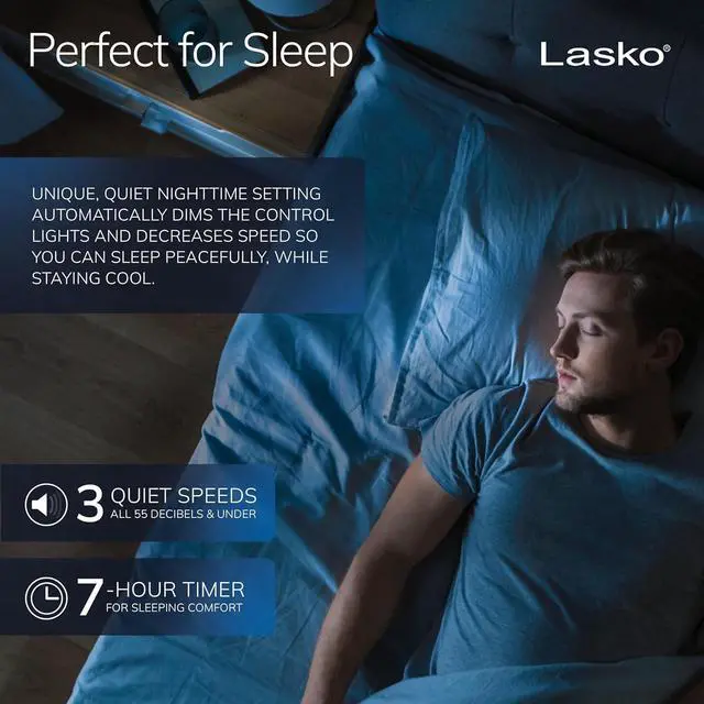 Alt view image 4 of 6 - Lasko Tower Fan, Oscillating Performance, Remote Control, Nighttime Setting, Timer, 3 Speeds, High-Velocity Tower Fan, Room Fan for Bedroom or Office, 48" Gray, T48314