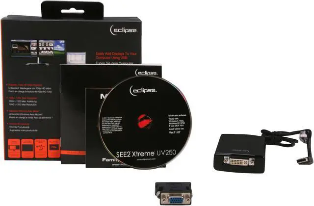 Alt view image 5 of 5 - Eclipse UV250 SEE2 Xtreme - USB External DVI/VGA Video Card
