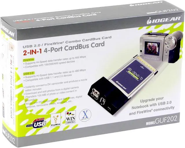 Alt view image 4 of 4 - IOGEAR GUF202 USB 2.0 / FireWire Combo CardBus Card