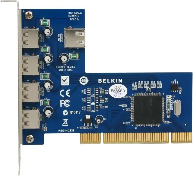 Alt view image 3 of 6 - BELKIN Hi-Speed USB 2.0 5-Port PCI Card Model F5U220v1