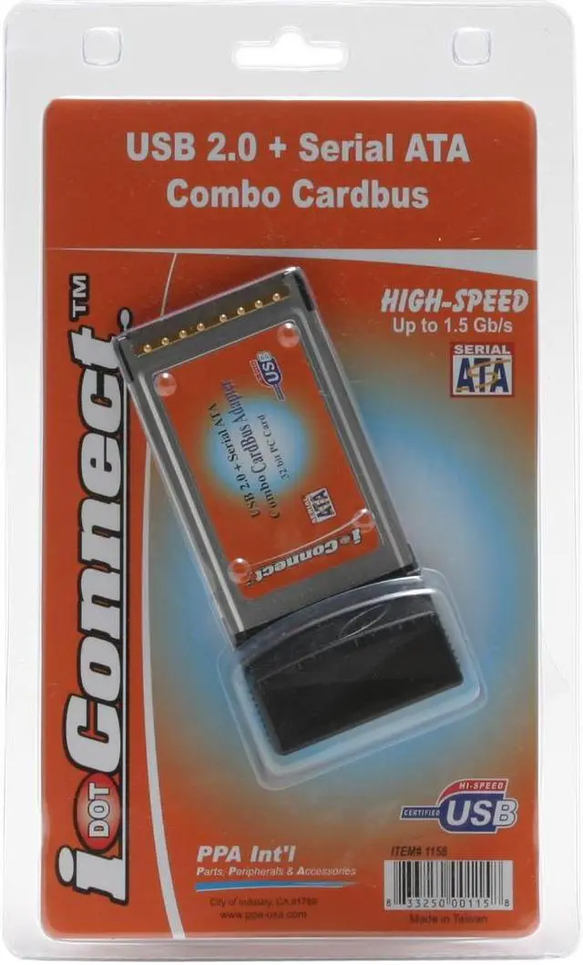 Alt view image 5 of 5 - PPA 1158 USB / SATA PCMCIA Card 2 x USB 2.0 2 x SATA