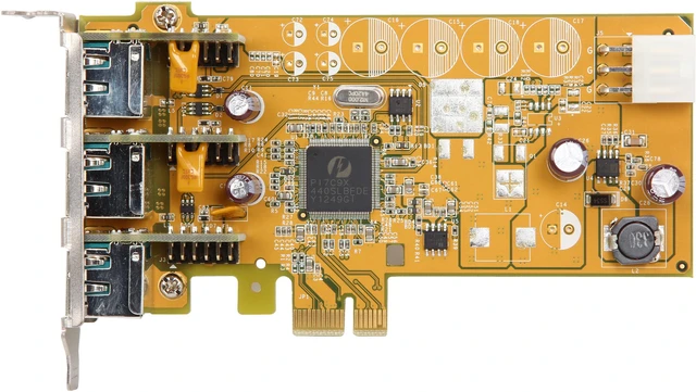 Alt view image 3 of 6 - SUNIX 3-port 12V Powered USB PCI Express Low Profile Add-On Card Model PUB0300XL