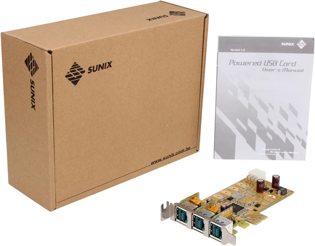 Alt view image 6 of 6 - SUNIX 3-port 12V Powered USB PCI Express Low Profile Add-On Card Model PUB0300XL