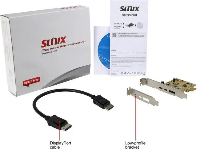 Alt view image 5 of 5 - SUNIX USB 3.1 10G & DisplayPort Alt-Mode PCI Express Host Card with Dual USB Type-C Receptacles (Gen2) Model UPD2018