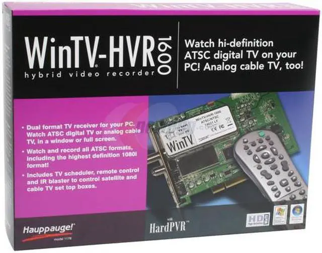 Alt view image 10 of 10 - Hauppauge WinTV-HVR-1600 ATSC/ClearQAM/NTSC TV Tuner PCI w/Remote 1178 PCI Interface