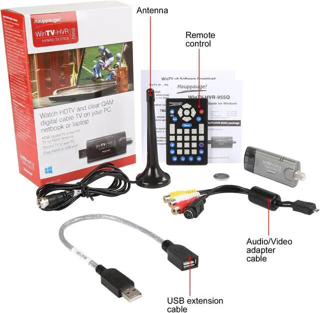 Alt view image 9 of 8 - Hauppauge WinTV-HVR-955Q (1191) TV Tuner Stick / Hybrid Video Recorder with Remote Control