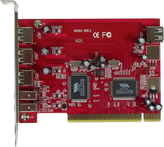Alt view image 3 of 7 - SABRENT 6-Port USB 2.0 / FireWire IEEE 1394 PCI Combo Adapter Model USB-UF6