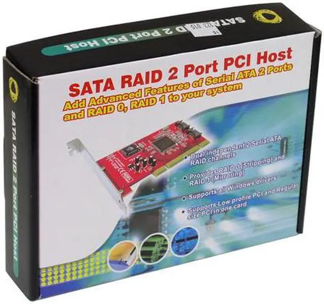 Alt view image 4 of 6 - SABRENT SBT-SRD2 2-Port PCI SATA RAID Controller Host Card Adapter RAID 0/1