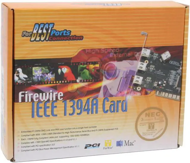 Alt view image 5 of 5 - SYBA PCI to Firewire 1394a 3+1 ports controller card Model SD-NEC-4F
