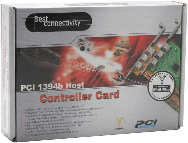 Alt view image 5 of 5 - SYBA PCI 64-bit Firewire 1394b Controller Card Model SD-FWB-64B