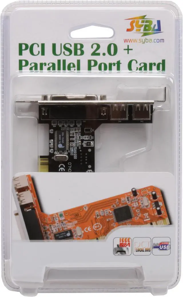 Alt view image 6 of 6 - SYBA PCI 32-bit High Speed USB 2.0 2x Ports and 1x Parallel Port Combo Card Model SD-NECPR-2U1P - OEM