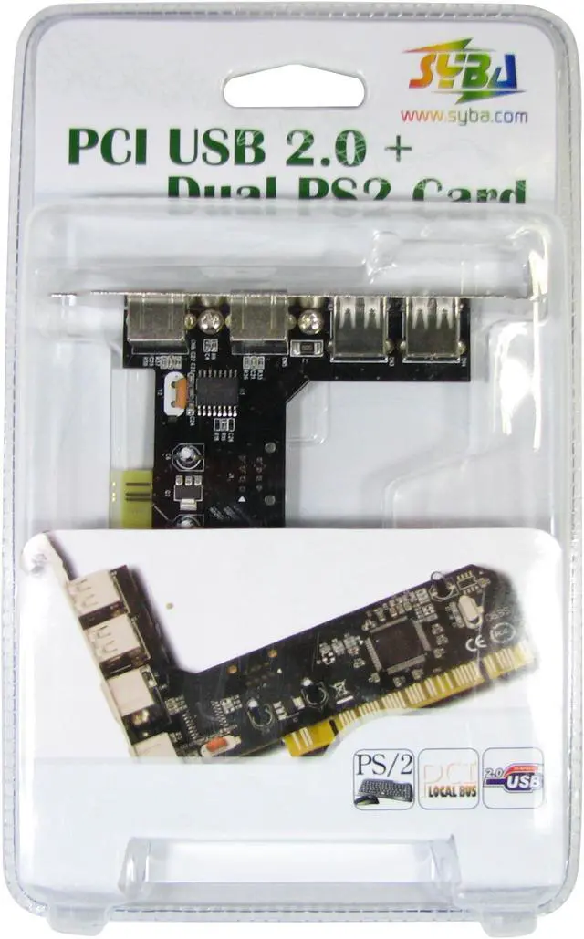 Alt view image 5 of 5 - SYBA PCI 32-bit High Speed USB 2.0 2x Ports and 2x PS2 Port Combo Card Model SD-NECPS-2U2PS2 - OEM