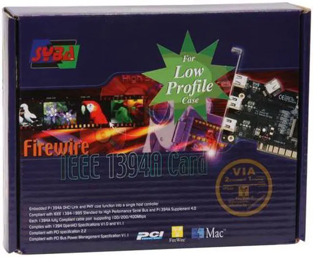 Alt view image 7 of 7 - SYBA Low Profile 3 Port (2 External +1 Internal) 6pin Firewire Card Model SD-LP-VT3F