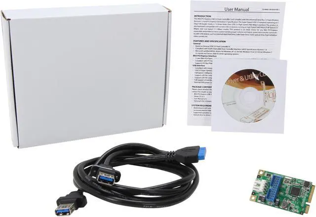 Alt view image 4 of 4 - SYBA USB 3.0 19pin Header Card with Dual Type-A Femal Ports Cable, Mini PCI-Express Form Factor Model SD-MPE20142