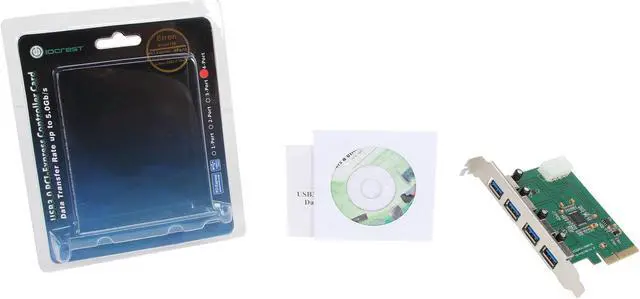 Alt view image 5 of 5 - SYBA USB 3.0 4-port Super-Speed 5Gbps x4 PCI-e Controller Card with Power Feed Model SI-PEX20148