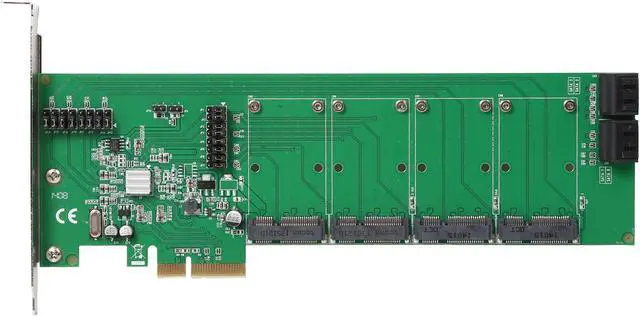 Alt view image 3 of 5 - SYBA 4-Port (x4 mSATA; x4 SATA III) PCI-E Controller Card, PCI-E x4 Slot, PCI-Express Revision 2.0; Marvell Chipset (RAID)