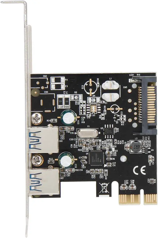 Alt view image 3 of 6 - SYBA USB 3.0 PCI-E x1 Adapter Card, 2 External USB 3.0 Type A Ports, Requires SATA Power, Renesas Chipset - SD-PEX20160
