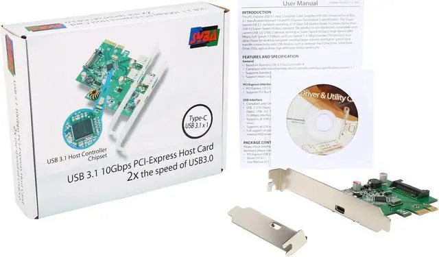 Alt view image 5 of 5 - SYBA 1 Port USB 3.1 Type-C PCI-E 3.0 x1 Model SD-PEX20186