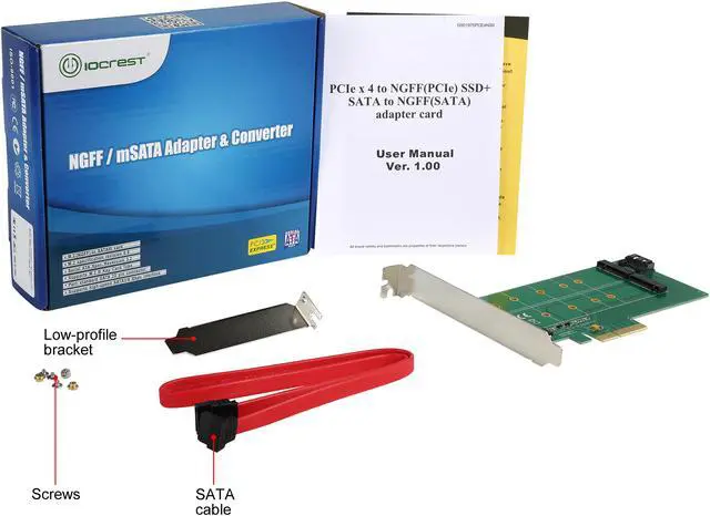 Alt view image 5 of 5 - SYBA PCI-Express 2.0 x 4, 1 x M.2 M-Key and 1 x M.2 B-Key Card Model SI-PEX40117