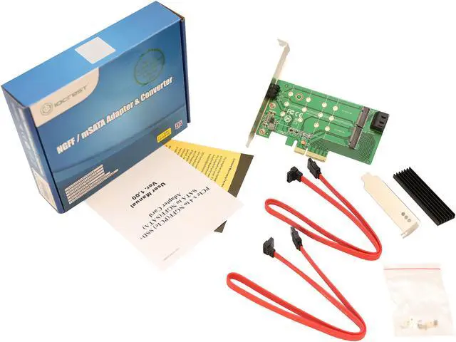 Alt view image 5 of 5 - PCI-Express 3.0 x4, 3-Port M.2 NGFF Card, Support 1-Port PCIe (NVMe) and 2-Port SATA based M.2 SSDs, M.2 Card Size: 22*30, 22*42, 22*60, 22*80 with Key B (SATA) and Key B+M (NVMe), Low Profile Bracket